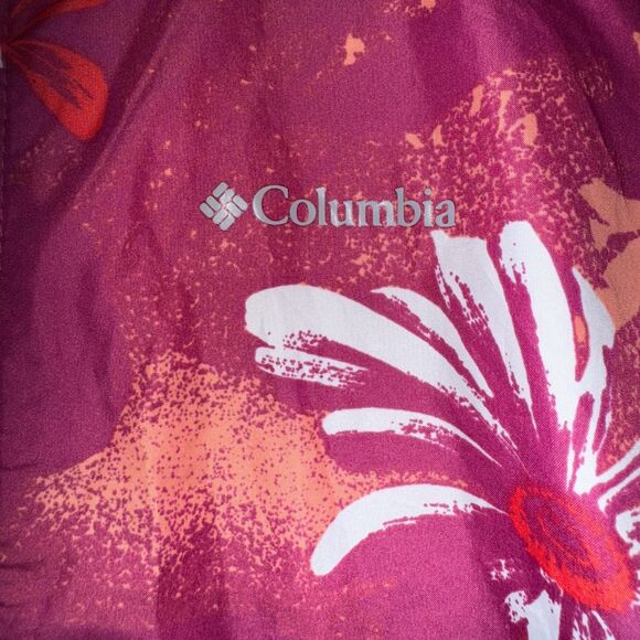Columbia Windbreaker Jacket Girl Large 14-16  Reversible Pink Floral Mint Summer - Picture 3 of 8